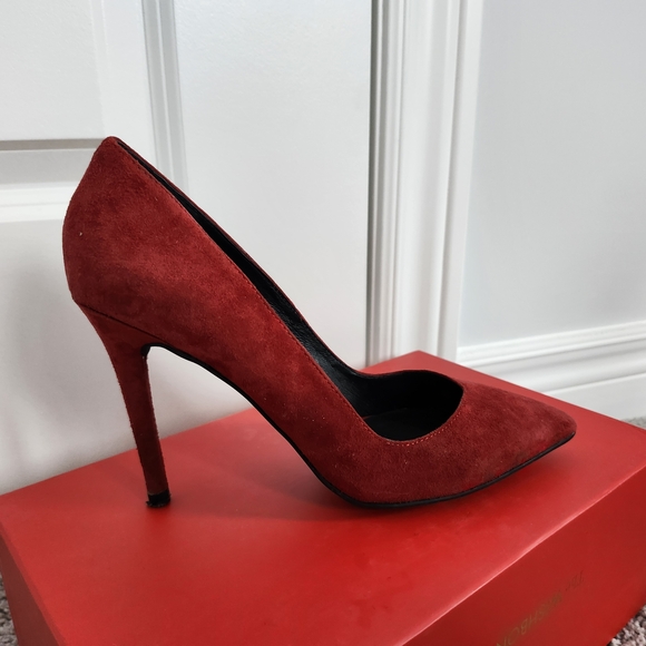 Red Suede Heels - Picture 2 of 6